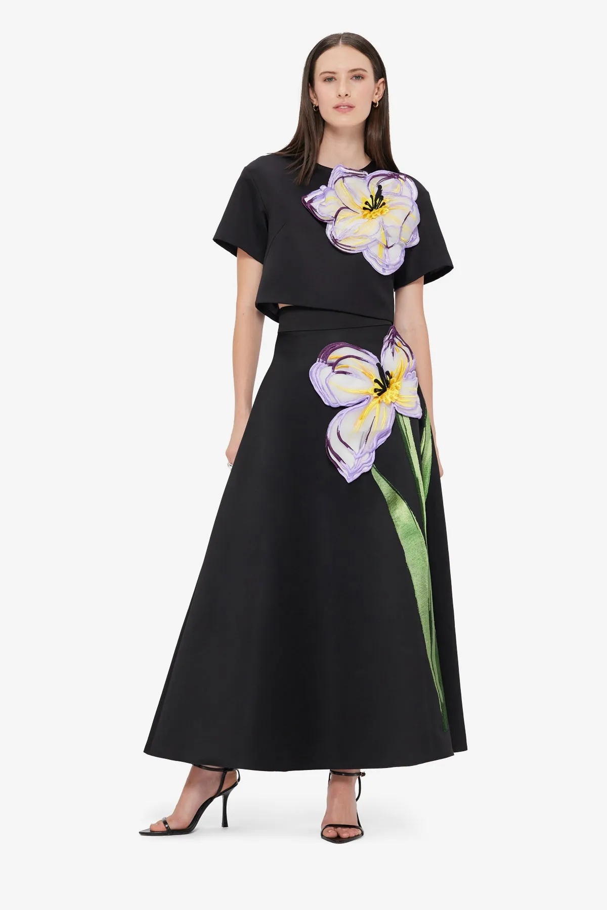 Indie Appliqué Sleeve Top - Iris Print in Ebony sold by LEO LIN product image thumbnail 3