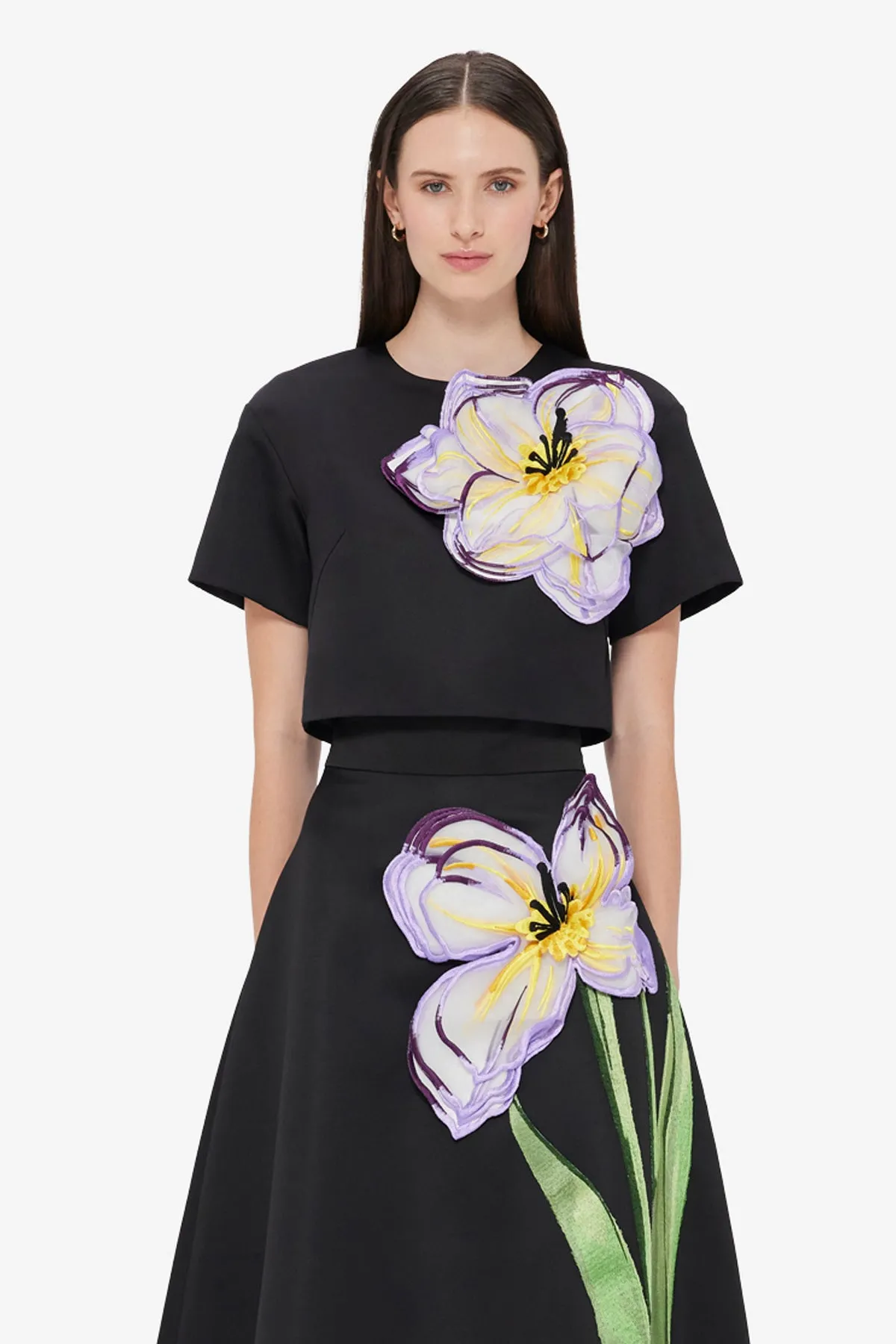 Indie Appliqué Sleeve Top - Iris Print in Ebony sold by LEO LIN product image thumbnail 2