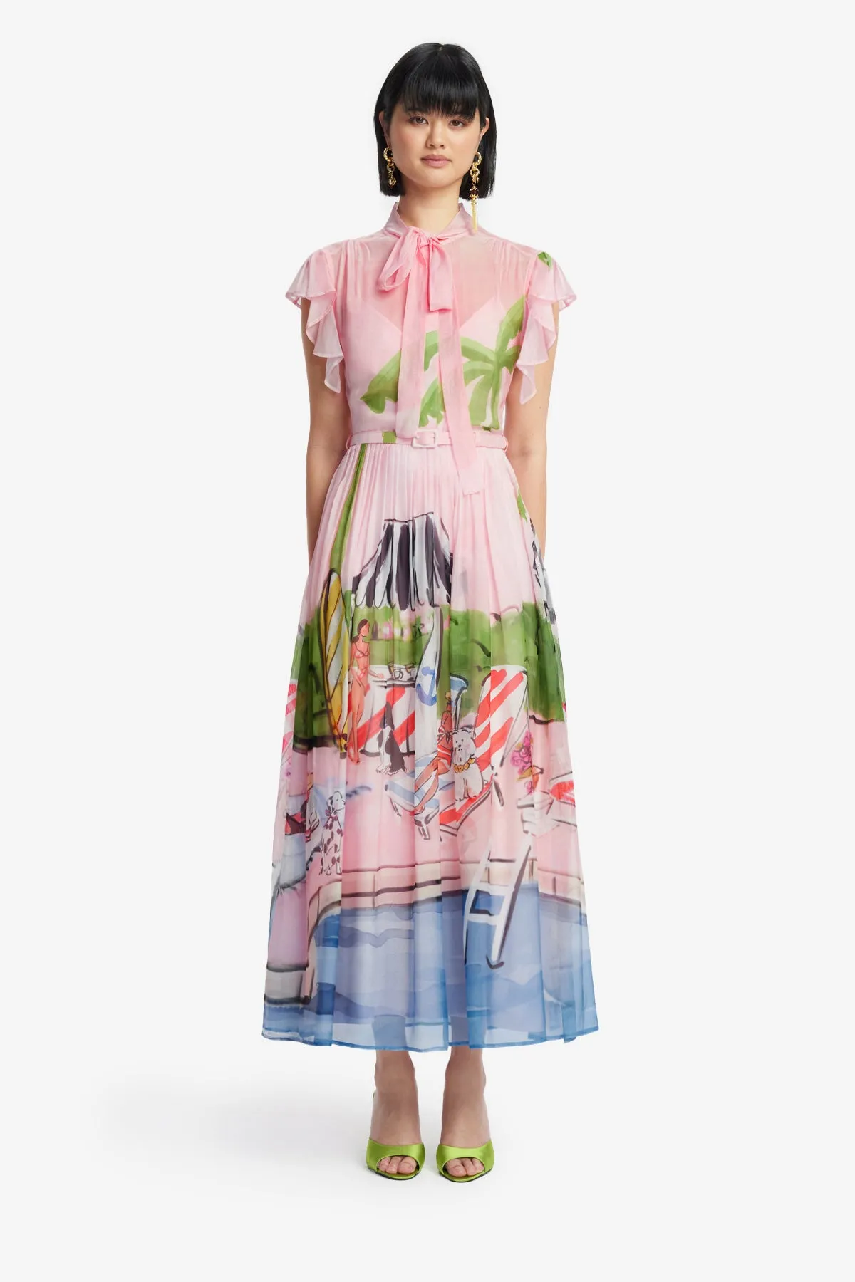 Grace Flutter Sleeve Midi Dress - Riviera Print sold by LEO LIN product image thumbnail 2