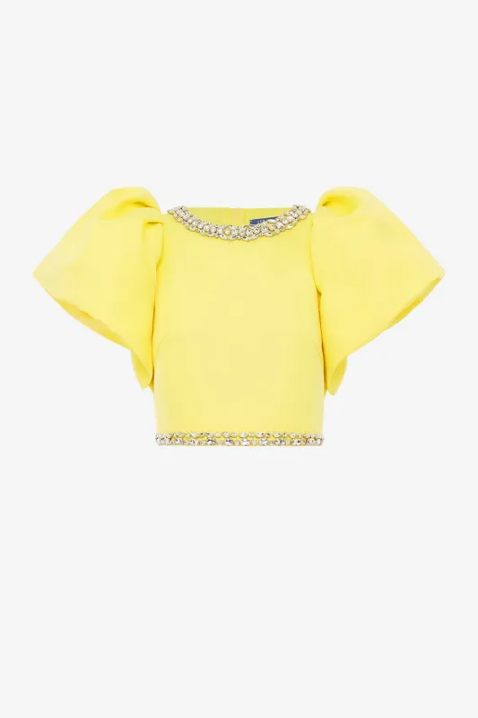 Lucia Embellished Top - Sunshine made by LEO LIN
