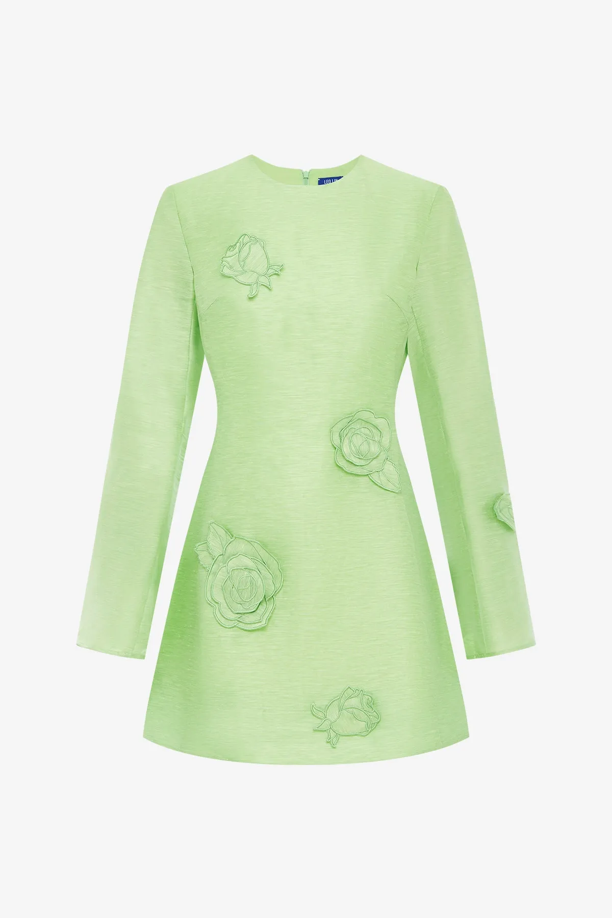 Suzanne Appliqué Long Sleeve Mini Dress - Juniper Green sold by LEO LIN