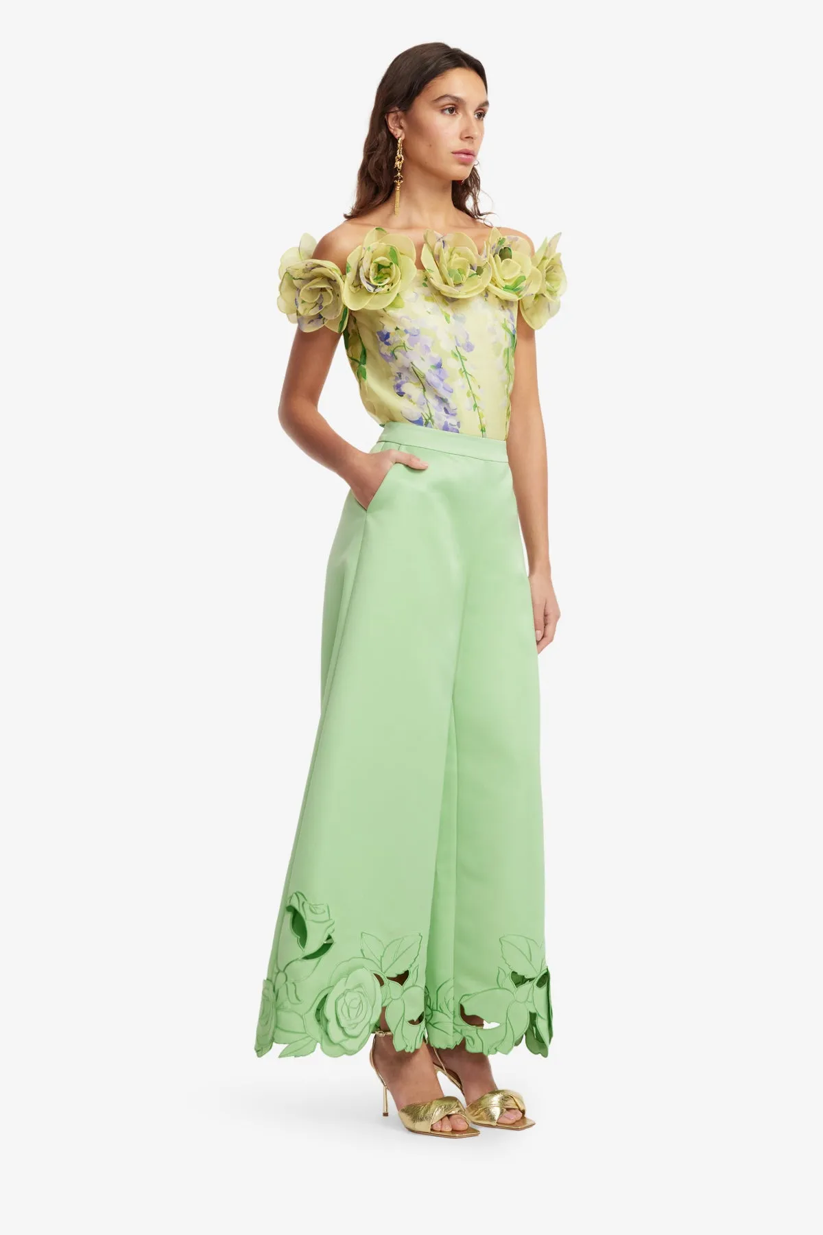 Theodora Appliqué Pants - Juniper Green sold by LEO LIN product image thumbnail 4