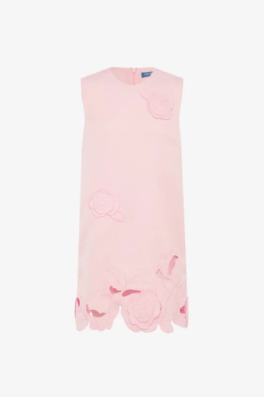 Yvonne Appliqué Mini Dress - Blush Pink made by LEO LIN