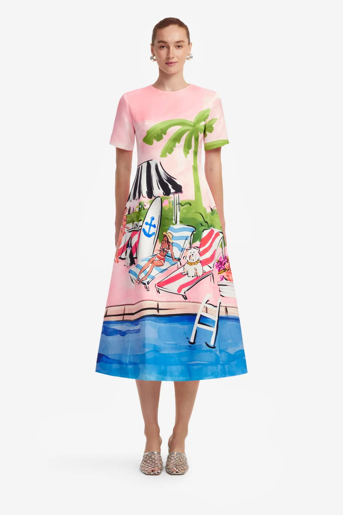 Caroline Short Sleeve Midi Dress - Riviera Print sold by LEO LIN product image thumbnail 2