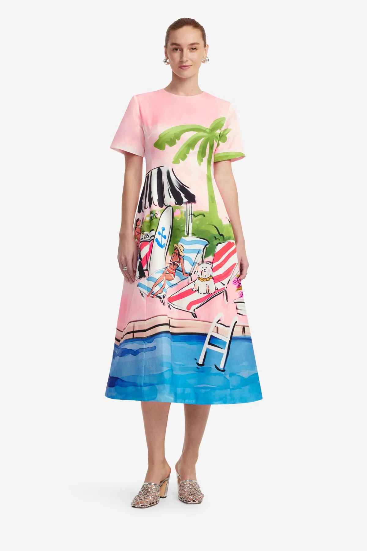 Caroline Short Sleeve Midi Dress - Riviera Print sold by LEO LIN product image thumbnail 3