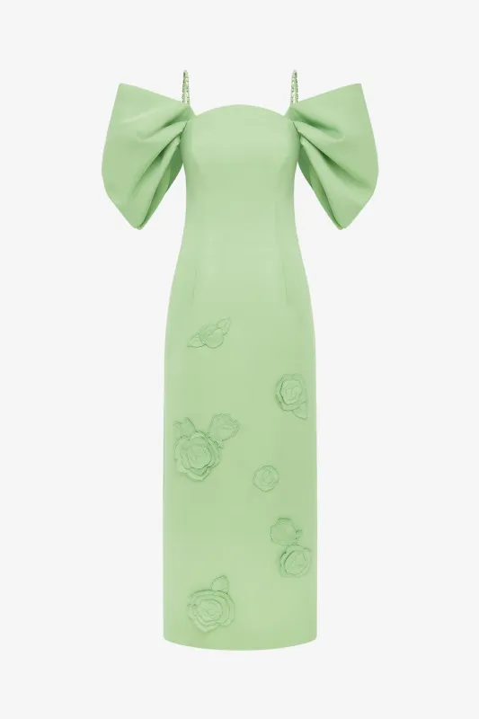 Arabella Appliqué Maxi Dress - Juniper Green made by LEO LIN