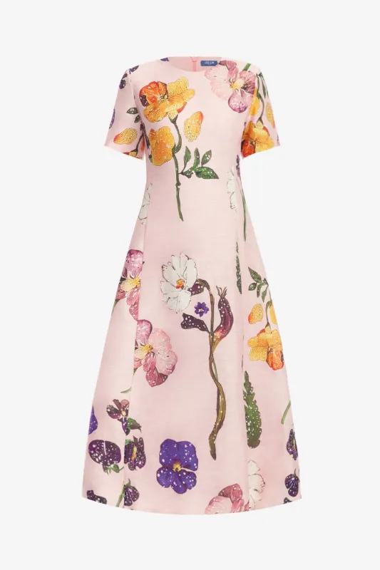 Caroline Short Sleeve Midi Dress - Wildbloom made by LEO LIN
