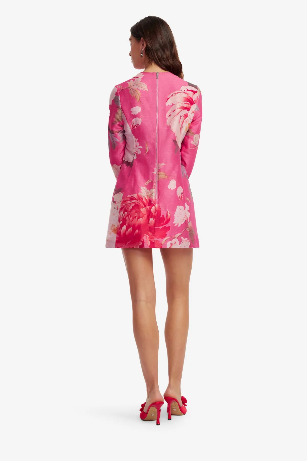 Aliza Long Sleeve Mini Dress - Peony Print in Fuchsia sold by LEO LIN product image thumbnail 5