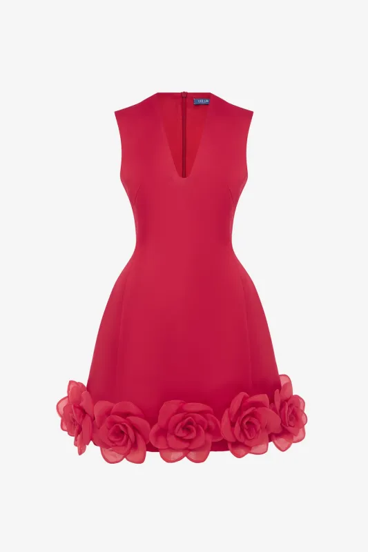 Bree V Neck Mini Dress - Scarlet made by LEO LIN