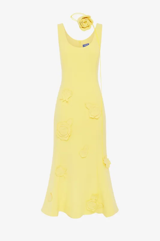 Emily Appliqué Midi Dress - Limoncello sold by LEO LIN