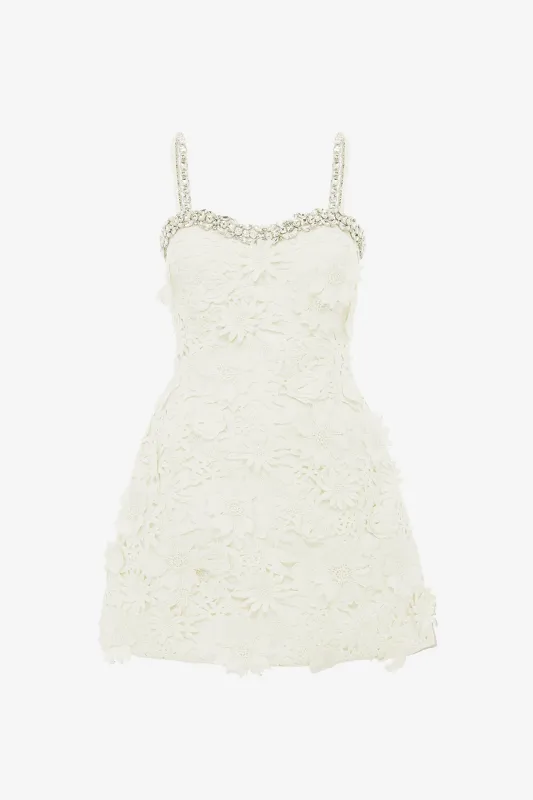 Sophia Embellished Lace Mini Dress - Snow sold by LEO LIN
