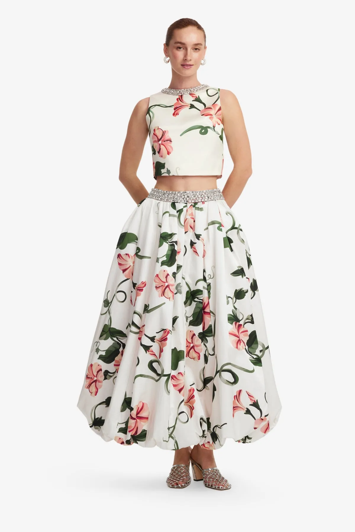 Iris Embellished Top - Vine Print in Snow sold by LEO LIN product image thumbnail 3