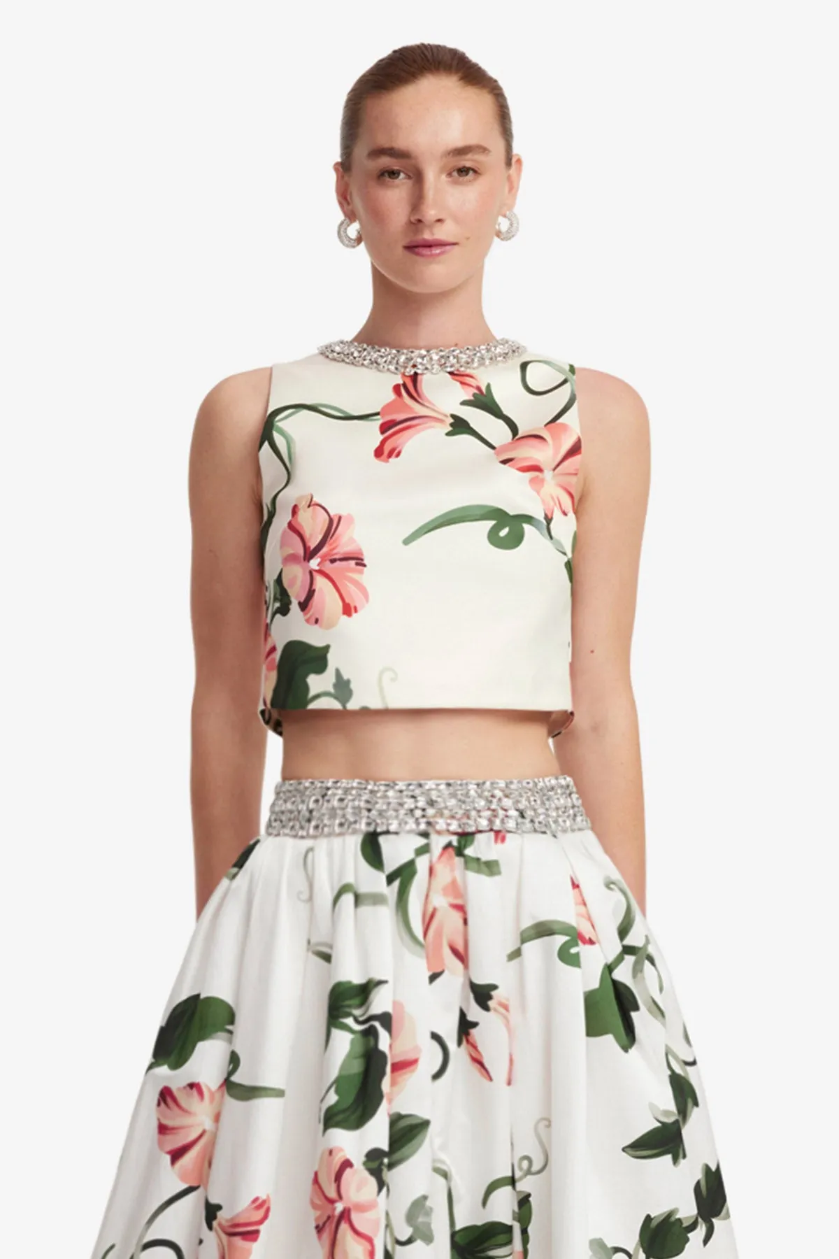 Iris Embellished Top - Vine Print in Snow sold by LEO LIN product image thumbnail 2