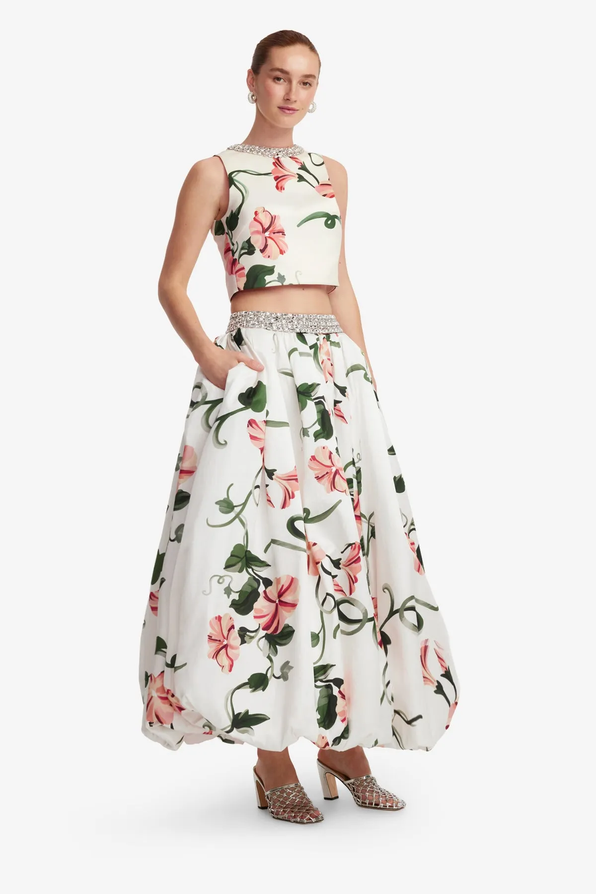 Iris Embellished Top - Vine Print in Snow sold by LEO LIN product image thumbnail 4