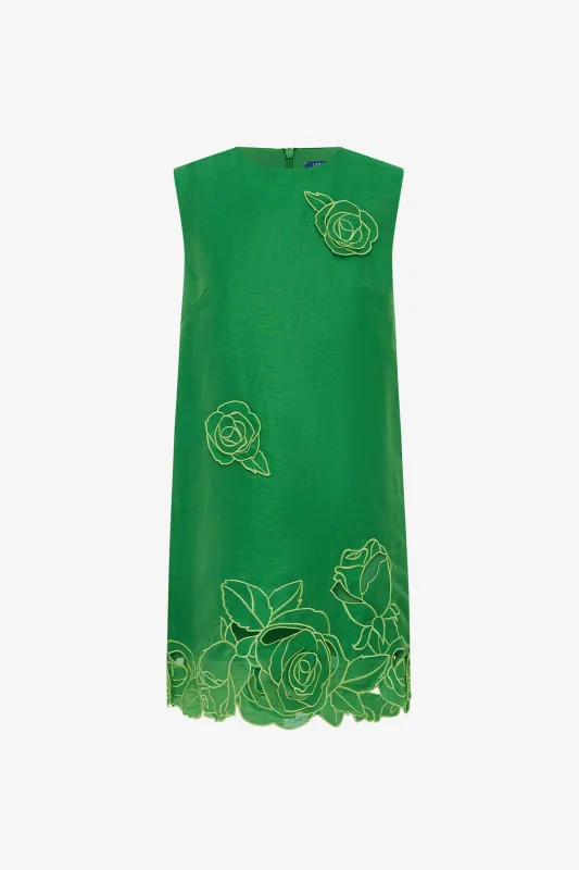 Yvonne Appliqué Mini Dress - Verdant sold by LEO LIN