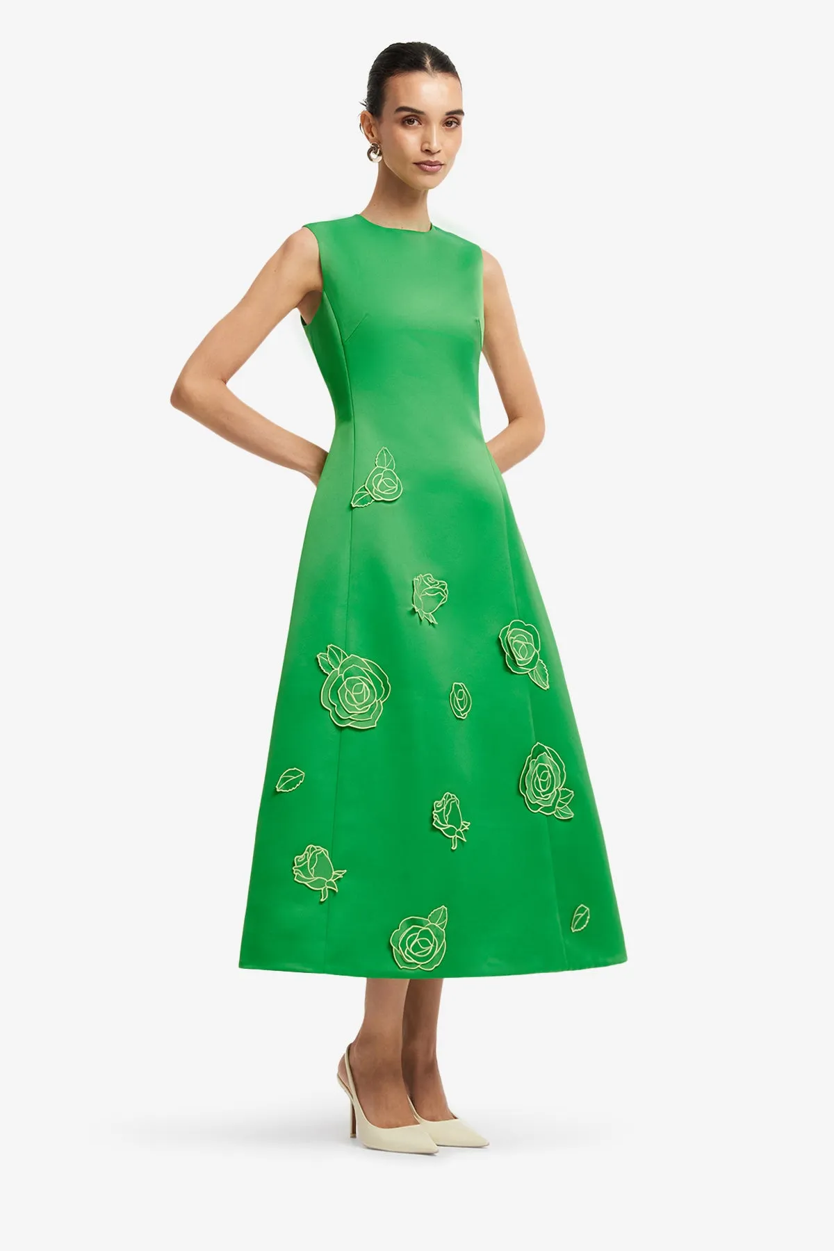 Cleo Appliqué Sleeveless Midi Dress - Verdant sold by LEO LIN product image thumbnail 4