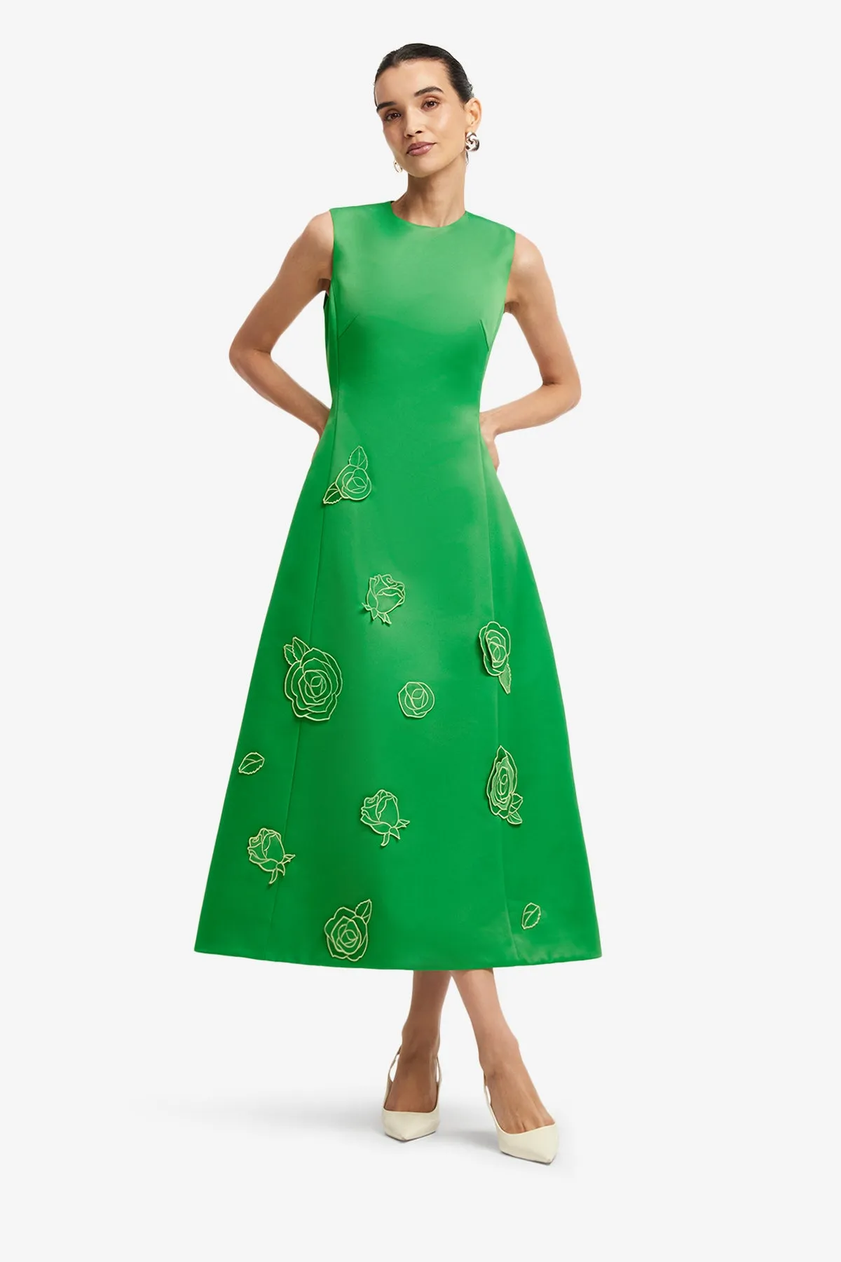 Cleo Appliqué Sleeveless Midi Dress - Verdant sold by LEO LIN product image thumbnail 3