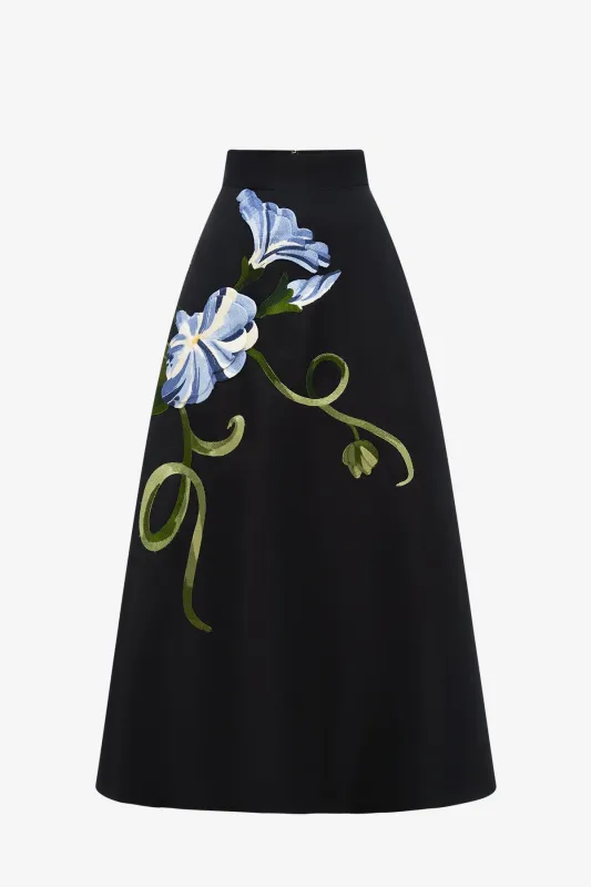 Rafaela Maxi Skirt - Vine Print in Ebony made by LEO LIN