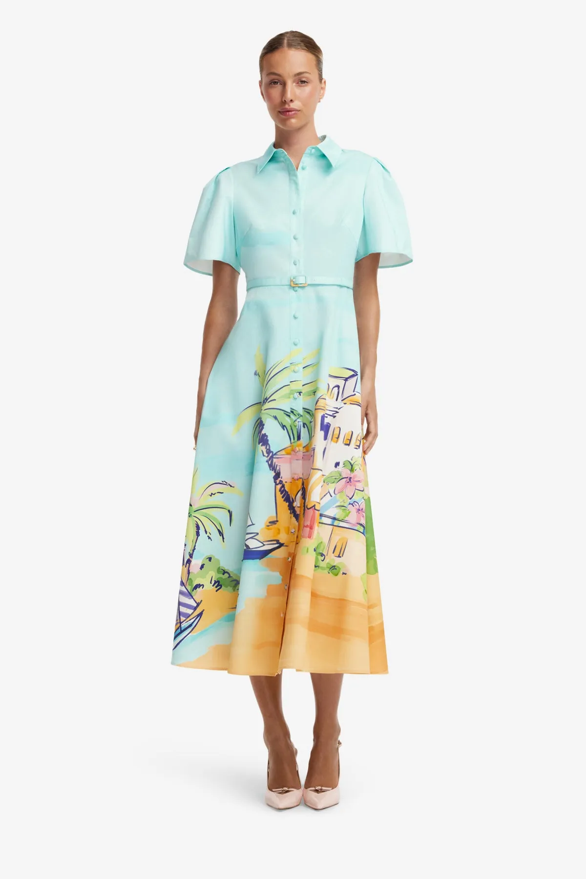 Bianca Short Sleeve Midi Dress - Voyage Print sold by LEO LIN product image thumbnail 3