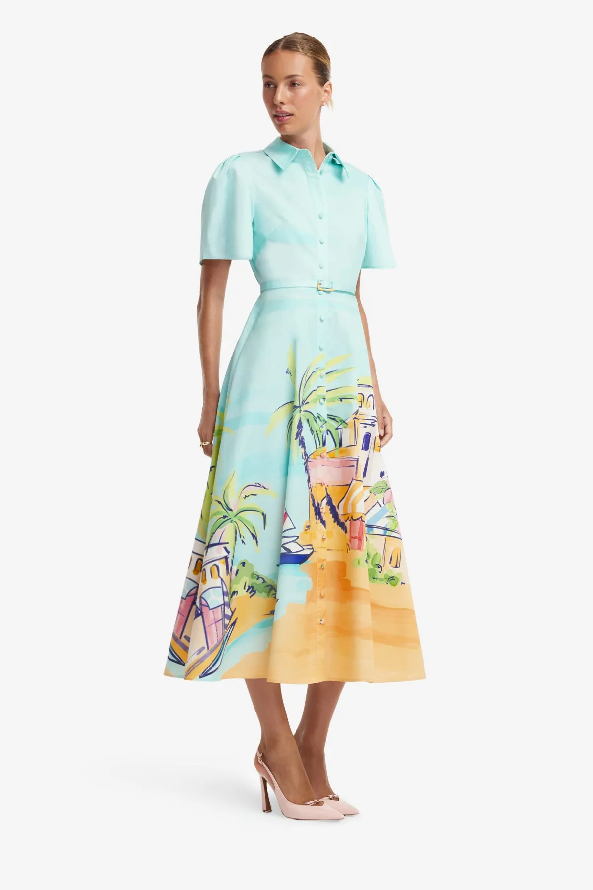 Bianca Short Sleeve Midi Dress - Voyage Print sold by LEO LIN product image thumbnail 4