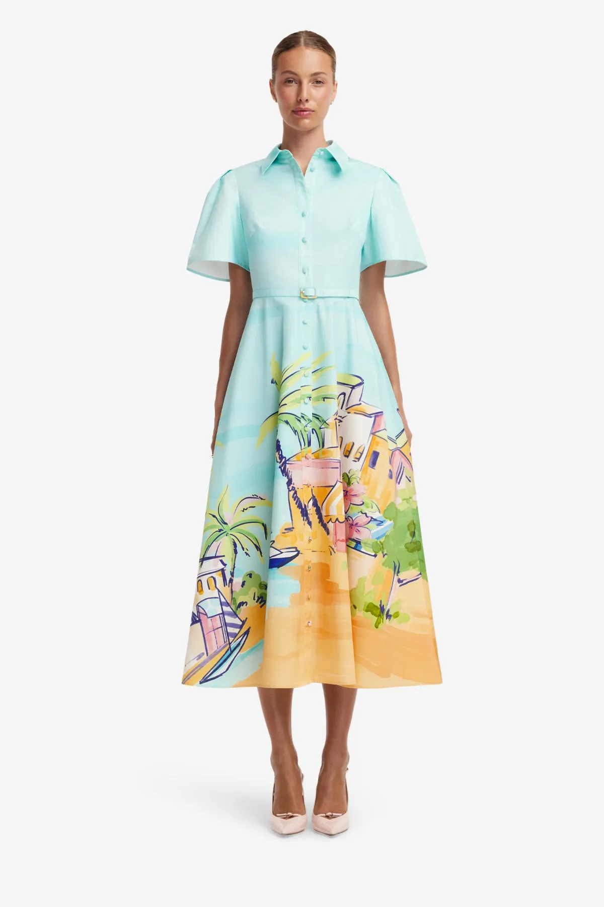 Bianca Short Sleeve Midi Dress - Voyage Print sold by LEO LIN product image thumbnail 2