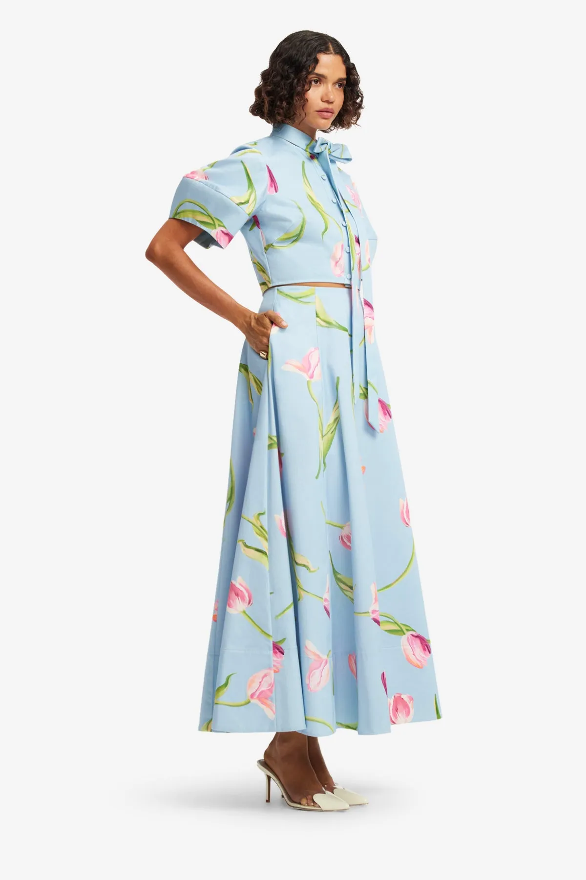 Elina Maxi Skirt - Tulip Print in Blue sold by LEO LIN product image thumbnail 4