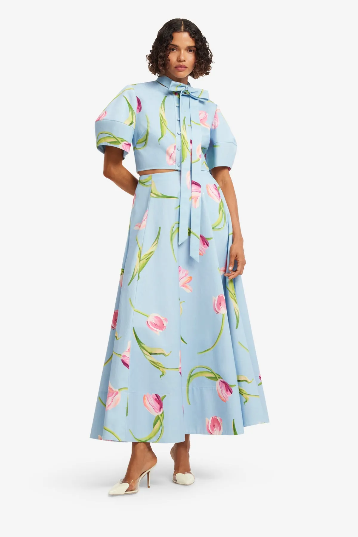 Elina Maxi Skirt - Tulip Print in Blue sold by LEO LIN product image thumbnail 3