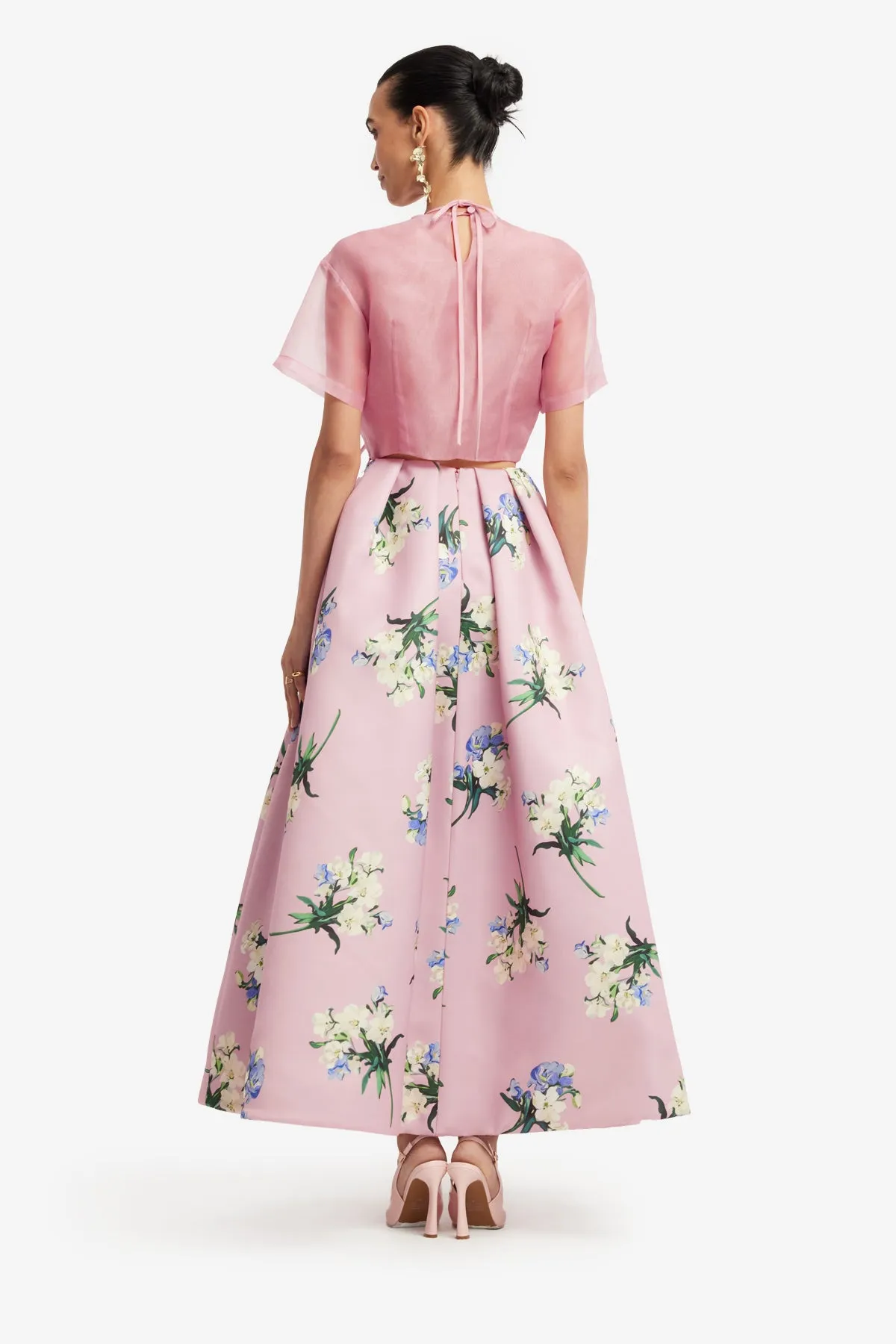 Victoria Puff Maxi Skirt - Bouquet Print in Pastel Pink sold by LEO LIN product image thumbnail 5