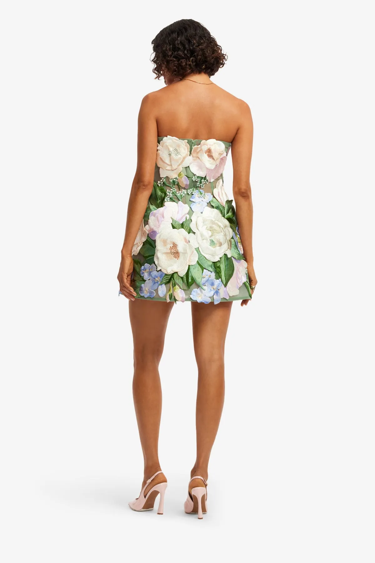 Roselle Floral Hand-Embroidered Bustier Mini Dress - Blossom sold by LEO LIN product image thumbnail 5