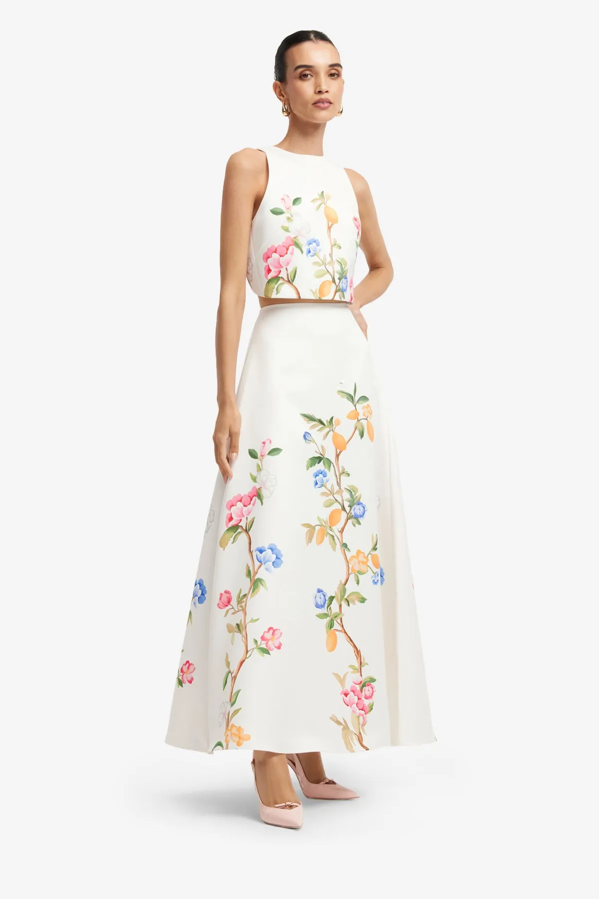 Clara Maxi Skirt - Lemon Vine Print in Snow sold by LEO LIN product image thumbnail 4
