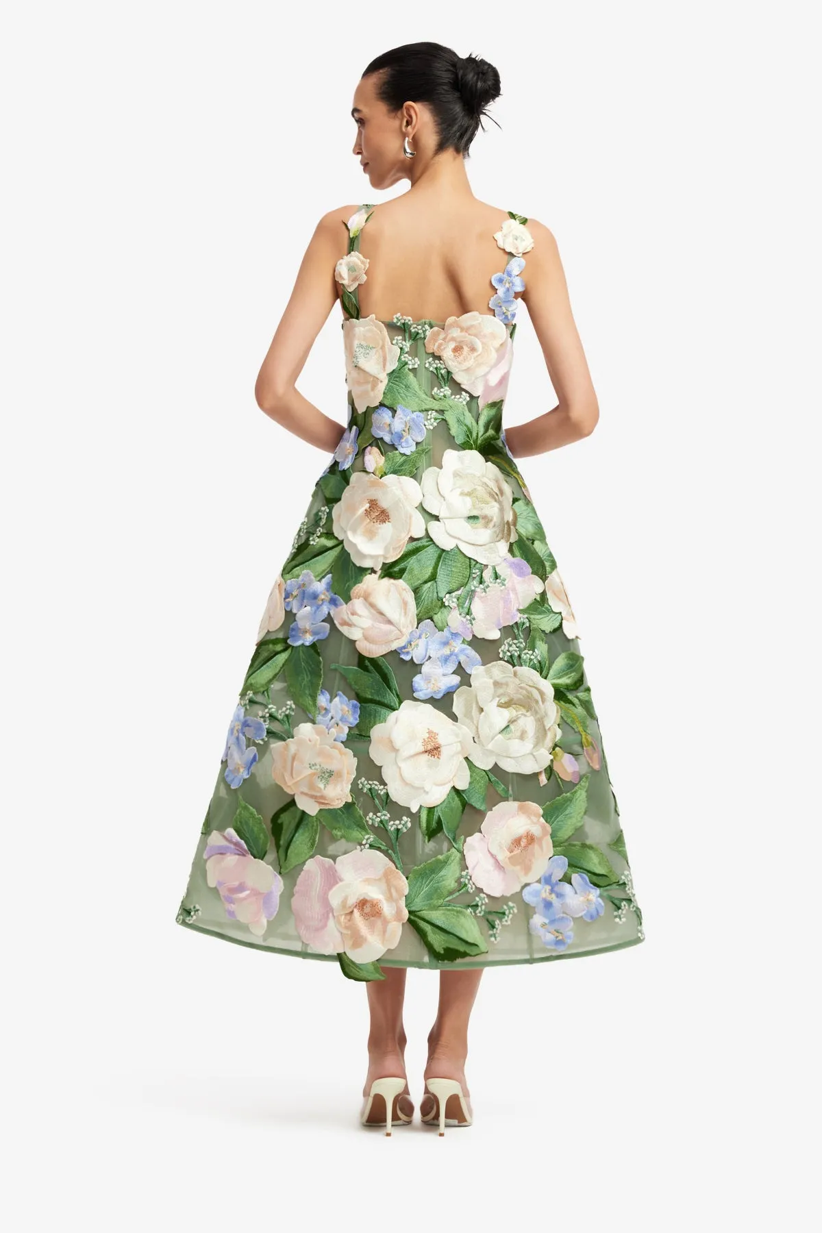 Beatrice Floral Hand-Embroidered Midi Dress - Blossom sold by LEO LIN product image thumbnail 5