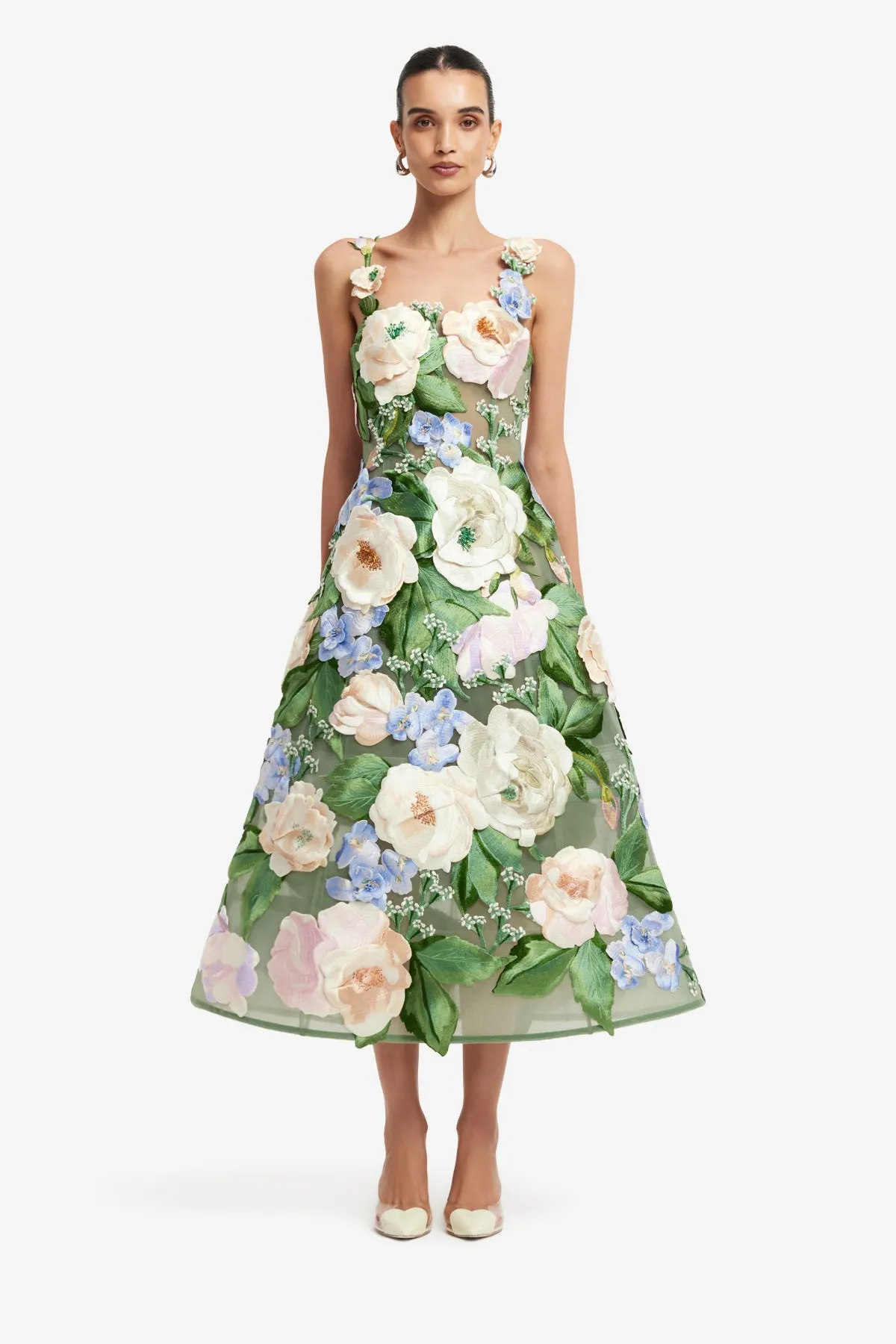 Beatrice Floral Hand-Embroidered Midi Dress - Blossom sold by LEO LIN product image thumbnail 2