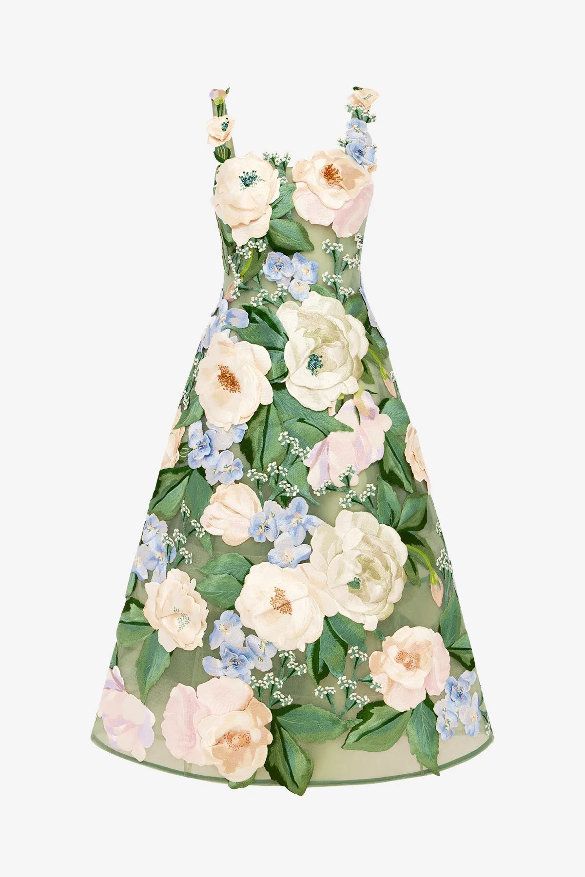 Beatrice Floral Hand-Embroidered Midi Dress - Blossom sold by LEO LIN