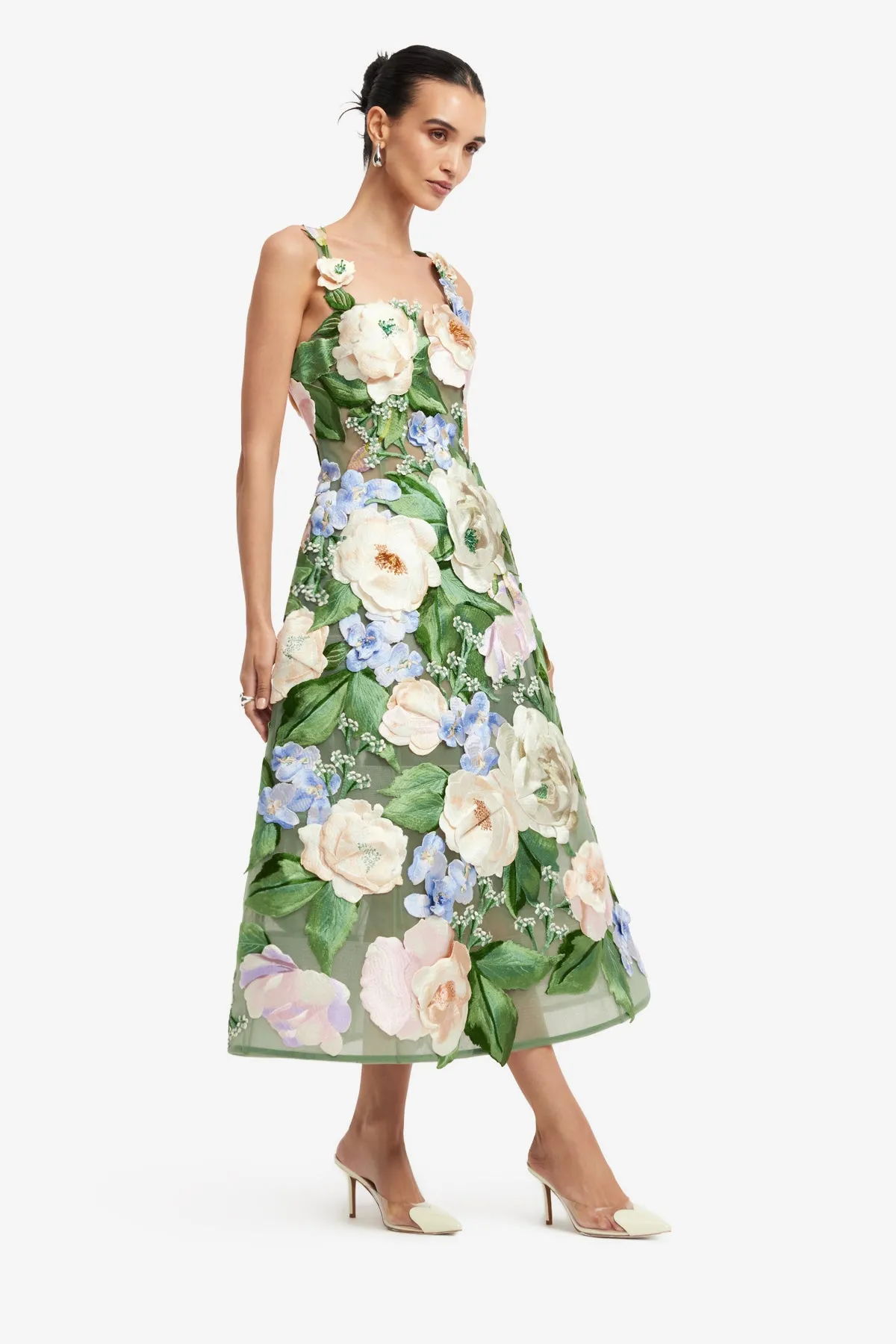 Beatrice Floral Hand-Embroidered Midi Dress - Blossom sold by LEO LIN product image thumbnail 4