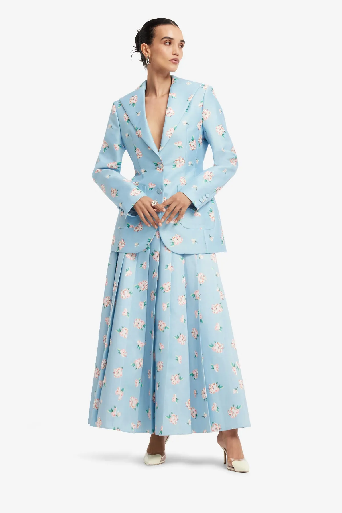 Brynn Blazer - Ditsy Floral Print in Blue sold by LEO LIN product image thumbnail 3