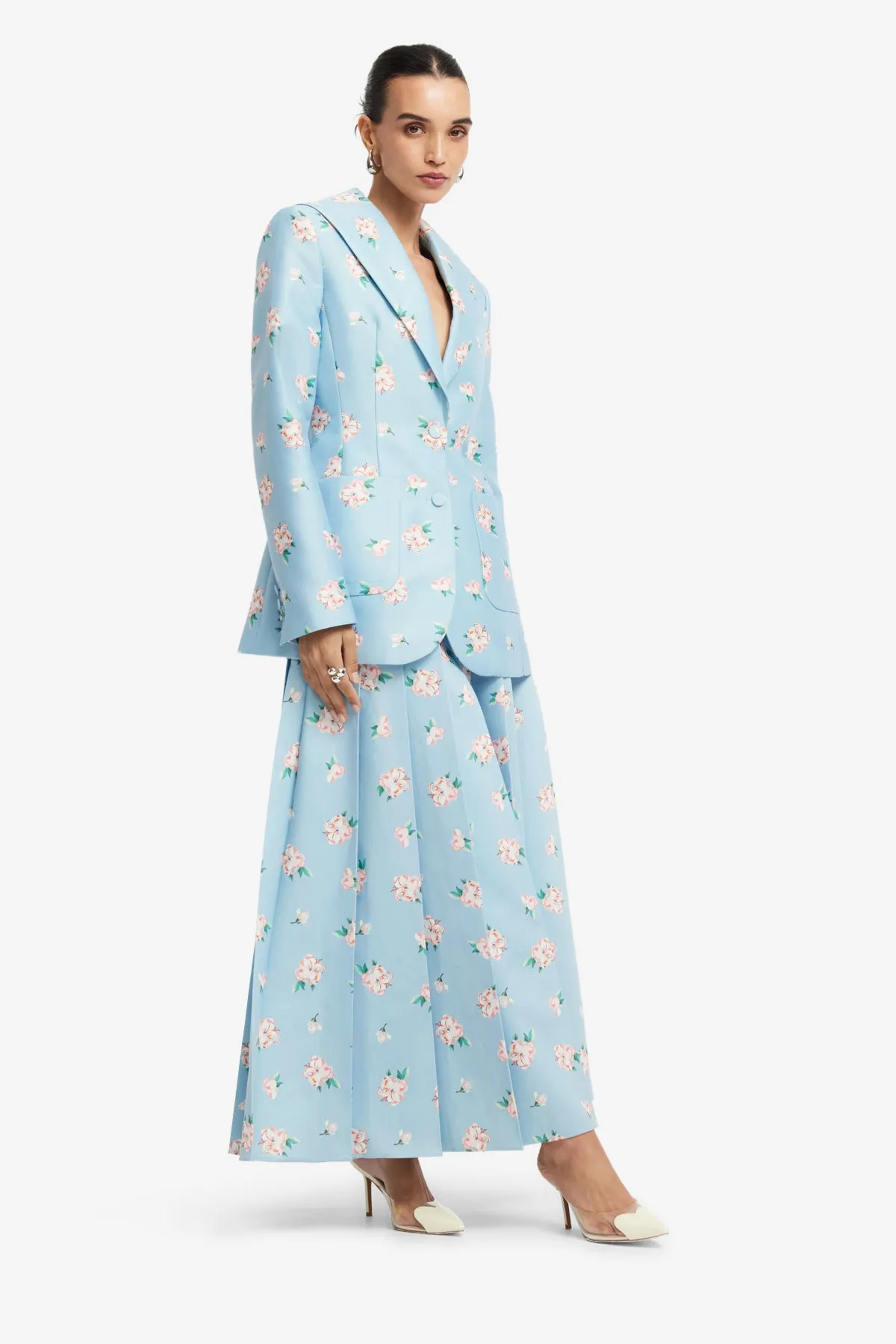 Brynn Blazer - Ditsy Floral Print in Blue sold by LEO LIN product image thumbnail 4