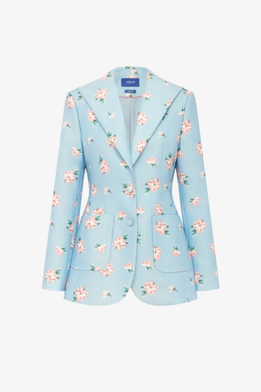 Brynn Blazer - Ditsy Floral Print in Blue made by LEO LIN