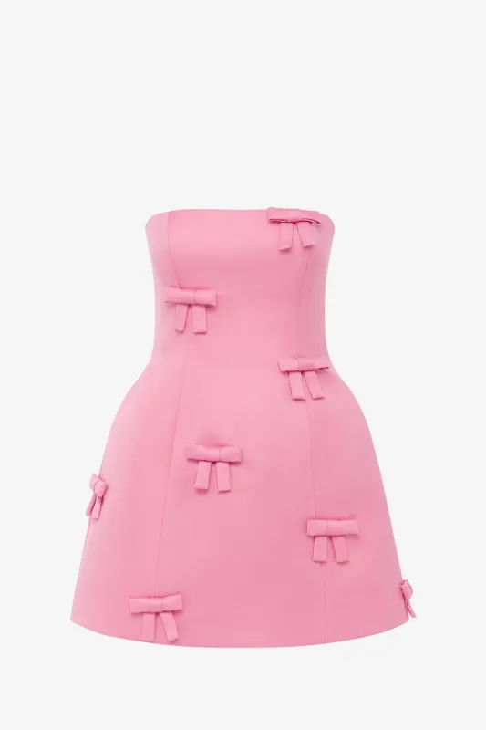 Roselle Bow Mini Dress - Fuchsia made by LEO LIN