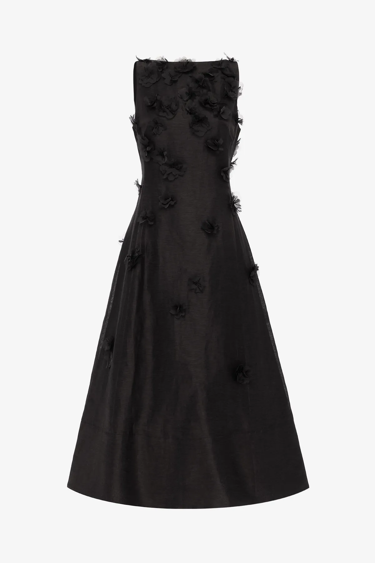 Cleo Petal Sleeveless Midi Dress - Ebony sold by LEO LIN