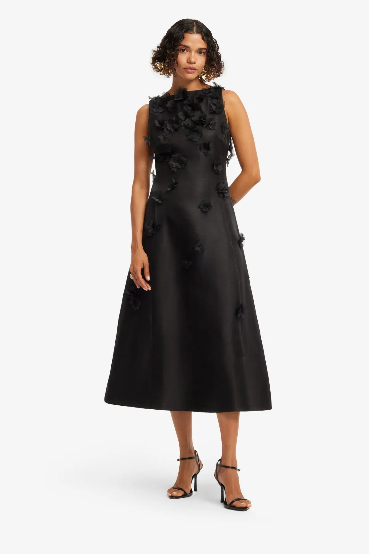 Cleo Petal Sleeveless Midi Dress - Ebony sold by LEO LIN product image thumbnail 3