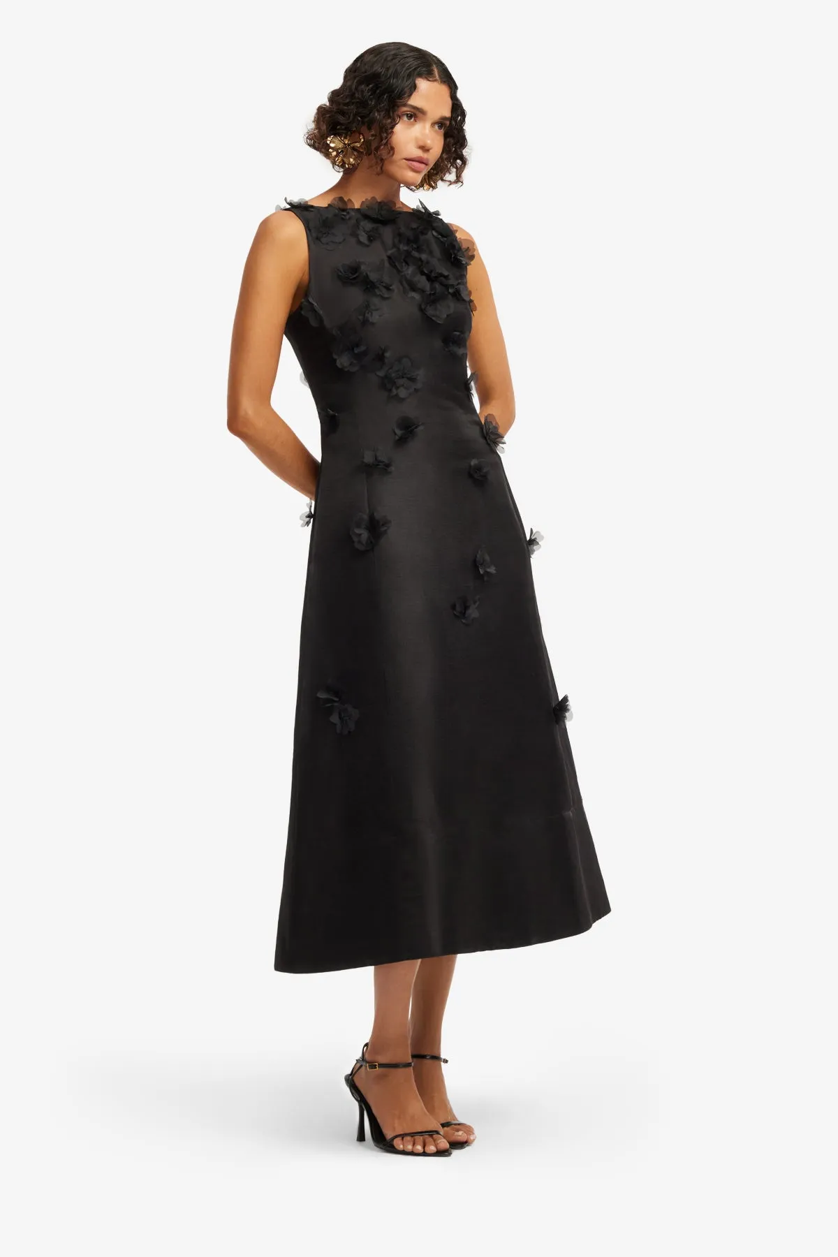Cleo Petal Sleeveless Midi Dress - Ebony sold by LEO LIN product image thumbnail 4