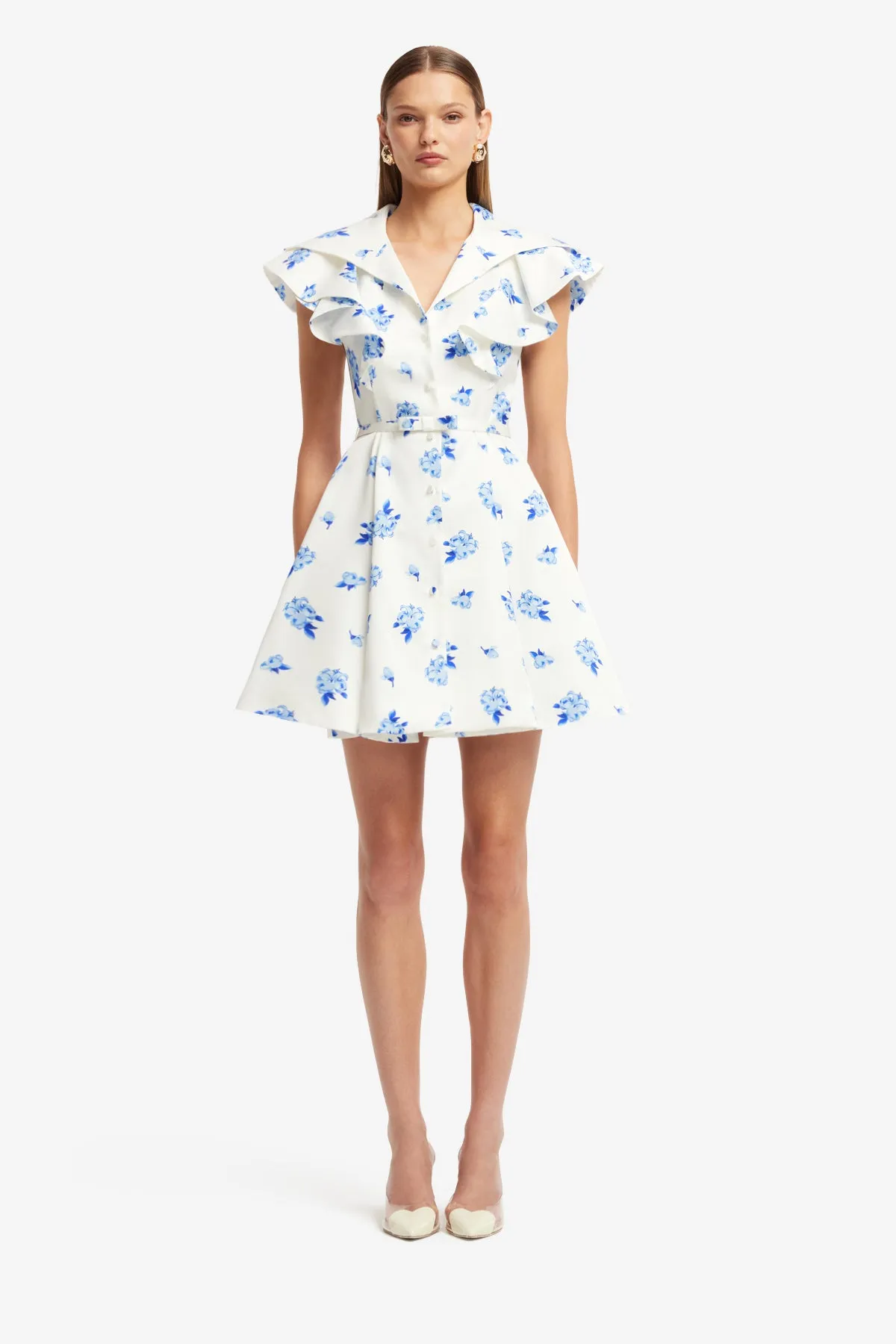 Isla Mini Dress - Ditsy Floral Print in Snow sold by LEO LIN product image thumbnail 2