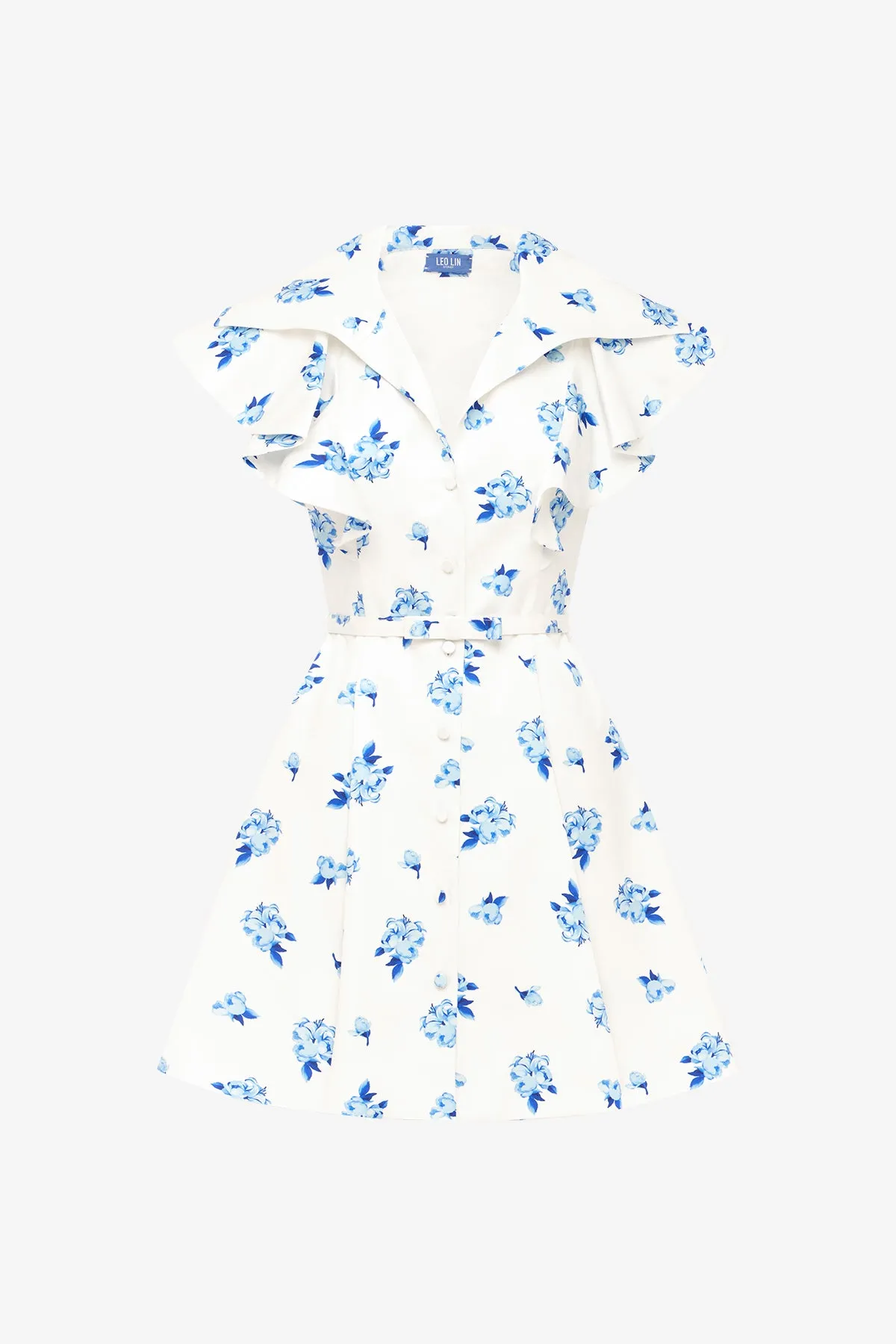 Isla Mini Dress - Ditsy Floral Print in Snow sold by LEO LIN