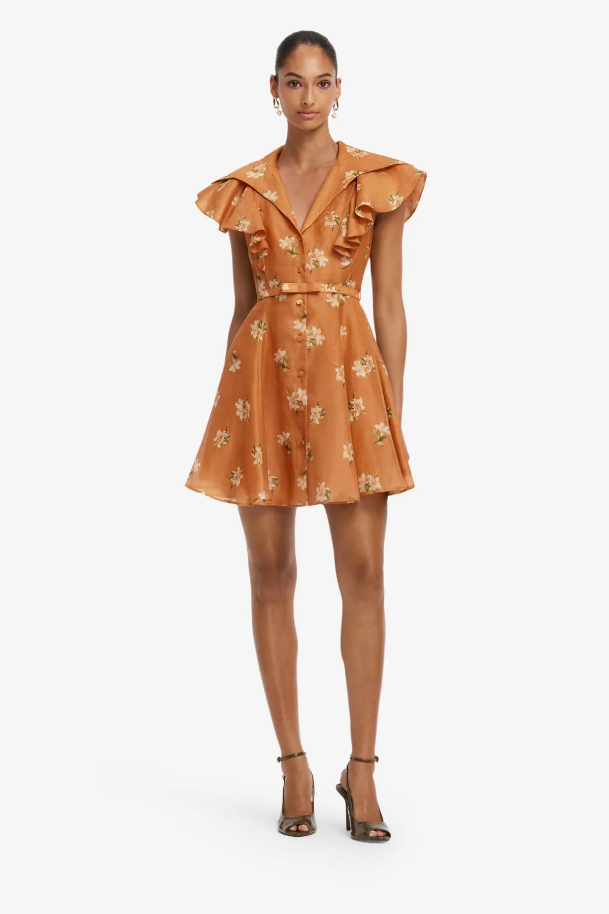 Isla Mini Dress - Lily Print in Ochre sold by LEO LIN product image thumbnail 3