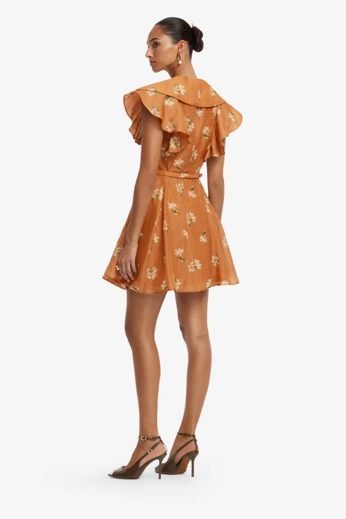 Isla Mini Dress - Lily Print in Ochre sold by LEO LIN product image thumbnail 5