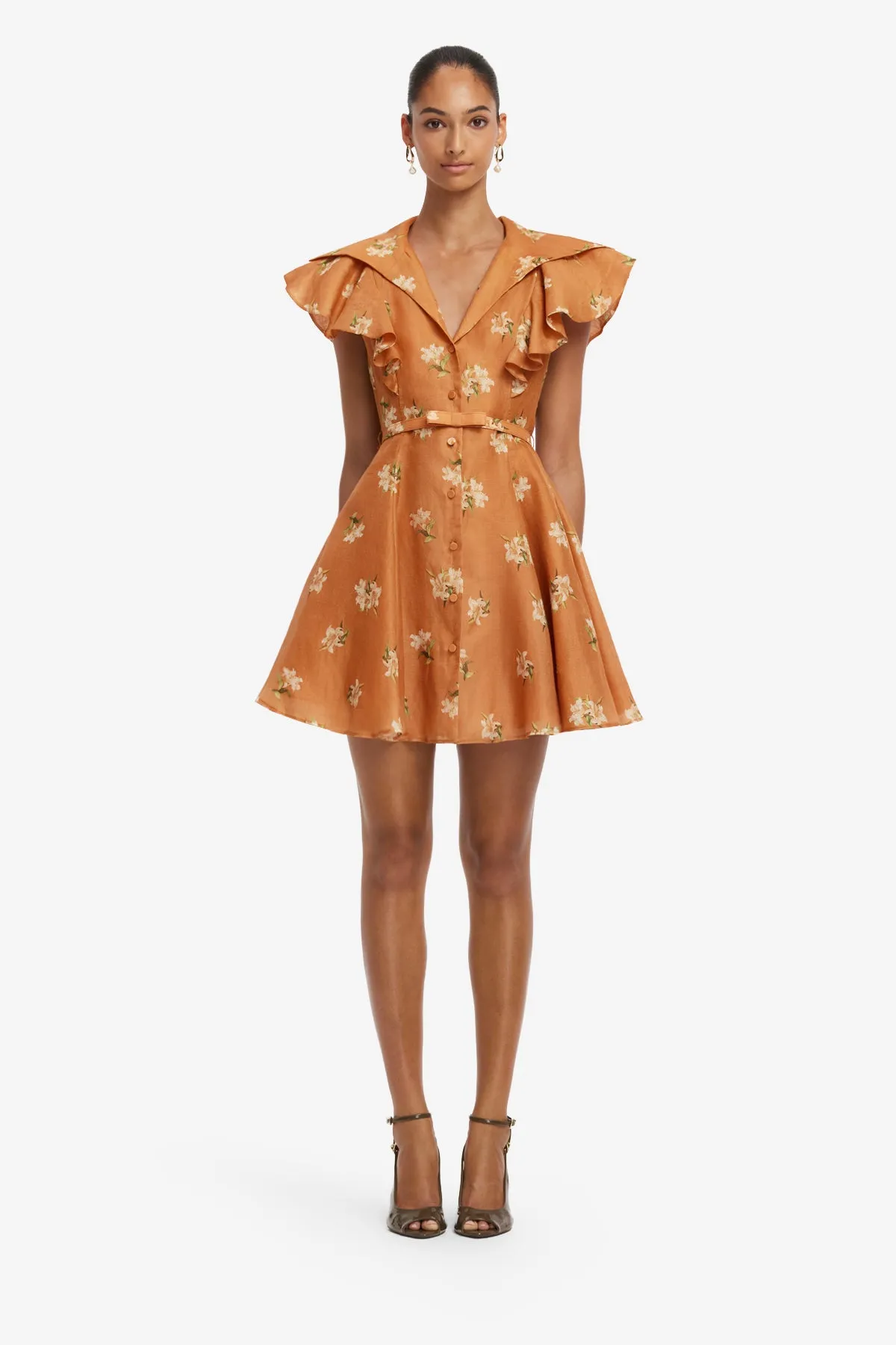 Isla Mini Dress - Lily Print in Ochre sold by LEO LIN product image thumbnail 2