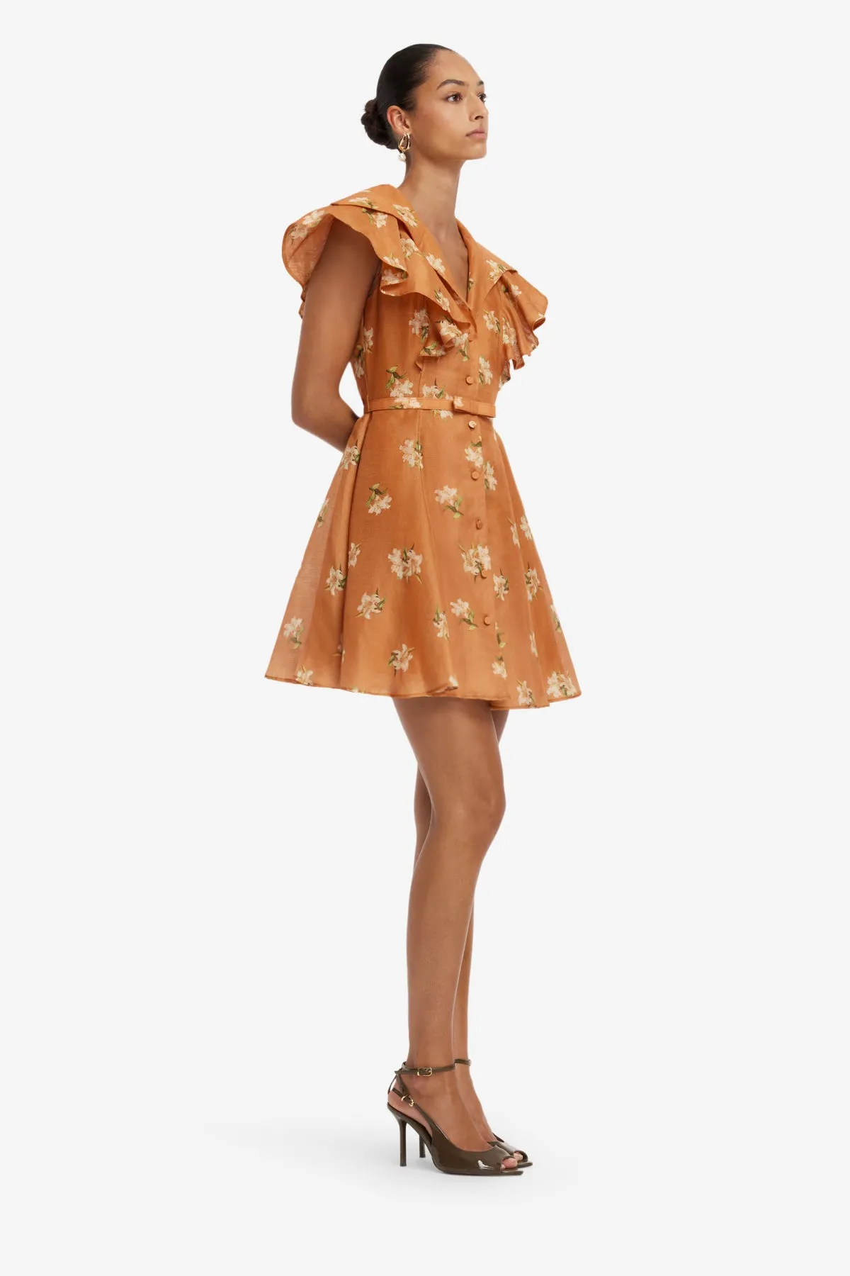 Isla Mini Dress - Lily Print in Ochre sold by LEO LIN product image thumbnail 4