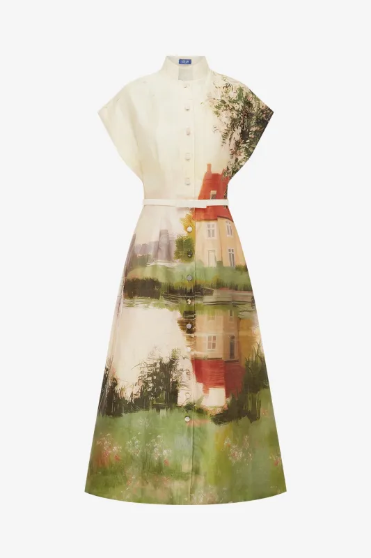 Aubrey Shirt Midi Dress - Serene Print made by LEO LIN