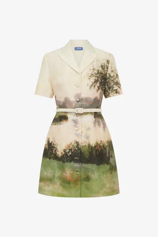 Brigitte Mini Dress - Serene Print made by LEO LIN