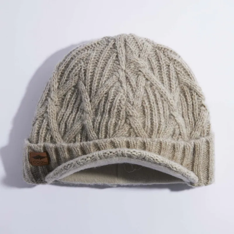 The Yukon Brim Cable Knit Wool Beanie made by Coal Headwear